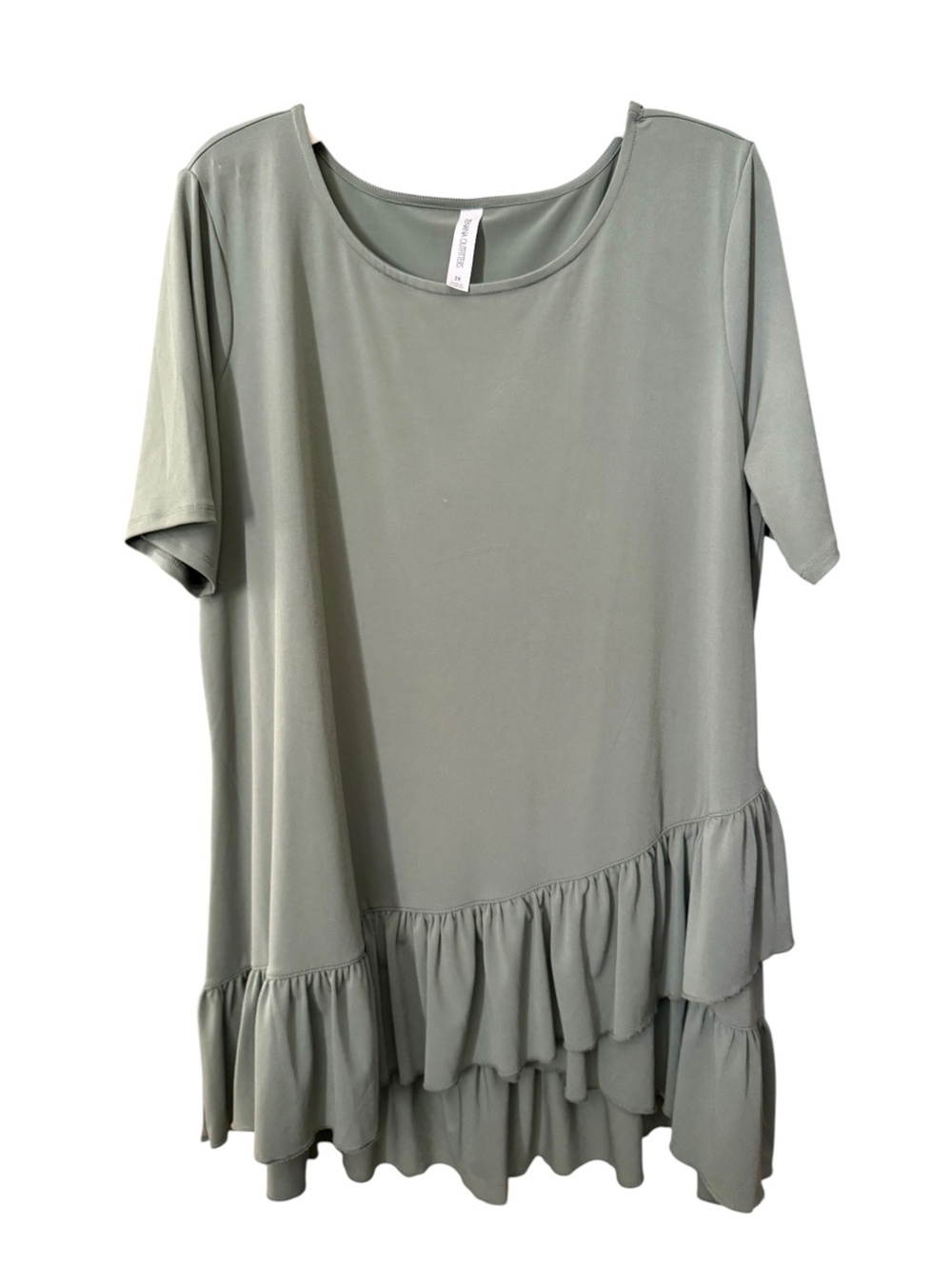 Zenana Outfitters Sage Ruffled Top 2X